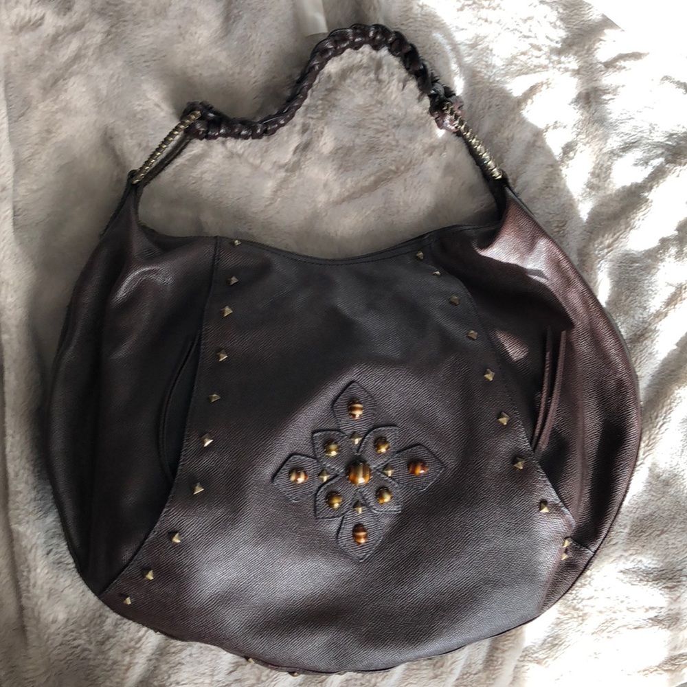 Hobo Grommet Studded Hobo Bag Tigers Eye
